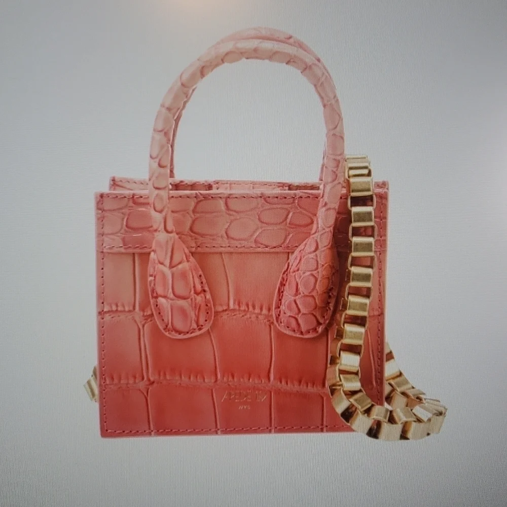 APEDE MOD EMBOSSED LEATHER MINI BAG. NWT PINK Crocodile print - Picture 1 of 16